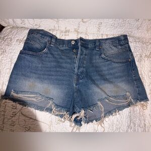 We The Free Distressed Blue Denim Shorts